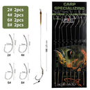 18.5cm 6-8pcs Leader Carp Fishing Hooks Hair Rigs With Line 30-60LB 2/4/6/8