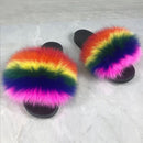 Real fox Fur Slippers Women Home Fluffy Sliders Comfort Furry Summer Flats Sweet Ladies Shoes Female Furry Indoor Flip Flops