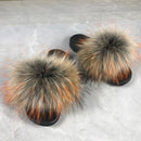 Real fox Fur Slippers Women Home Fluffy Sliders Comfort Furry Summer Flats Sweet Ladies Shoes Female Furry Indoor Flip Flops