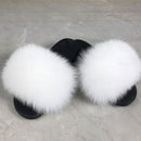 Real fox Fur Slippers Women Home Fluffy Sliders Comfort Furry Summer Flats Sweet Ladies Shoes Female Furry Indoor Flip Flops