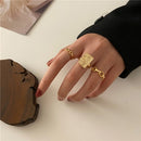 17KM Punk Gold Wide Chain Rings Set For Women Girls Fashion Irregular Finger Thin Rings Gift 2021 Female Jewelry Party