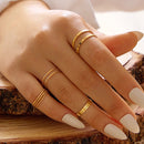 17KM Punk Gold Wide Chain Rings Set For Women Girls Fashion Irregular Finger Thin Rings Gift 2021 Female Jewelry Party