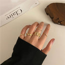 17KM Punk Gold Wide Chain Rings Set For Women Girls Fashion Irregular Finger Thin Rings Gift 2021 Female Jewelry Party
