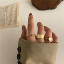 17KM Punk Gold Wide Chain Rings Set For Women Girls Fashion Irregular Finger Thin Rings Gift 2021 Female Jewelry Party