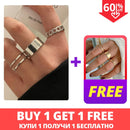 17KM Punk Gold Wide Chain Rings Set For Women Girls Fashion Irregular Finger Thin Rings Gift 2021 Female Jewelry Party