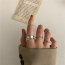 17KM Punk Gold Wide Chain Rings Set For Women Girls Fashion Irregular Finger Thin Rings Gift 2021 Female Jewelry Party