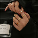17KM Punk Gold Wide Chain Rings Set For Women Girls Fashion Irregular Finger Thin Rings Gift 2021 Female Jewelry Party