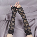 Elegant Women Ultra-Thin Long Summer Driving Cycling Sexy Black Sunscreen Gloves Female Anti-UV Elasticity Lace Mesh Gloves H98