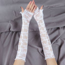 Elegant Women Ultra-Thin Long Summer Driving Cycling Sexy Black Sunscreen Gloves Female Anti-UV Elasticity Lace Mesh Gloves H98