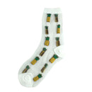CHAOZHU Girls Cute Cartoon Fruits Sheer Kawaii Lady Women Summer Fall Avocado Lemon Pineapple Cherry Jacquard Socks Female