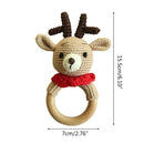 1pc Wooden Crochet Bunny Rattle Toy BPA Free Wood Ring Baby Teether Rodent Baby Gym Mobile Rattles Newborn Educational Toys
