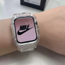 Newest Clear Band + Case for Apple Watch Series 6 SE 5 4 44mm 42mmTransparent for iwatch Strap 3 2 1 38mm 40mm Plastic Strap