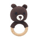 1pc Wooden Crochet Bunny Rattle Toy BPA Free Wood Ring Baby Teether Rodent Baby Gym Mobile Rattles Newborn Educational Toys