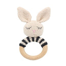 1pc Wooden Crochet Bunny Rattle Toy BPA Free Wood Ring Baby Teether Rodent Baby Gym Mobile Rattles Newborn Educational Toys