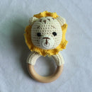 1pc Wooden Crochet Bunny Rattle Toy BPA Free Wood Ring Baby Teether Rodent Baby Gym Mobile Rattles Newborn Educational Toys
