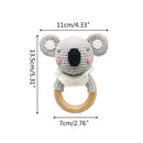 1pc Wooden Crochet Bunny Rattle Toy BPA Free Wood Ring Baby Teether Rodent Baby Gym Mobile Rattles Newborn Educational Toys