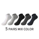 5 Pairs/Set Men's Cotton Short Socks Thin Black White Business Men Boat Sock Soft Breathable Solid Color Summer Male Ankle Socks