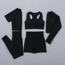 Seamless Women  yoga set Workout Gym Long Sleeve Fitness Crop Top High Waist Leggings Sport Clothing Suits
