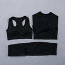 Seamless Women  yoga set Workout Gym Long Sleeve Fitness Crop Top High Waist Leggings Sport Clothing Suits
