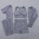 Seamless Women  yoga set Workout Gym Long Sleeve Fitness Crop Top High Waist Leggings Sport Clothing Suits