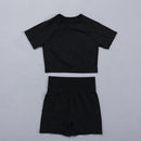 Seamless Women  yoga set Workout Gym Long Sleeve Fitness Crop Top High Waist Leggings Sport Clothing Suits