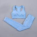 Seamless Women  yoga set Workout Gym Long Sleeve Fitness Crop Top High Waist Leggings Sport Clothing Suits