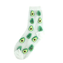 CHAOZHU Girls Cute Cartoon Fruits Sheer Kawaii Lady Women Summer Fall Avocado Lemon Pineapple Cherry Jacquard Socks Female