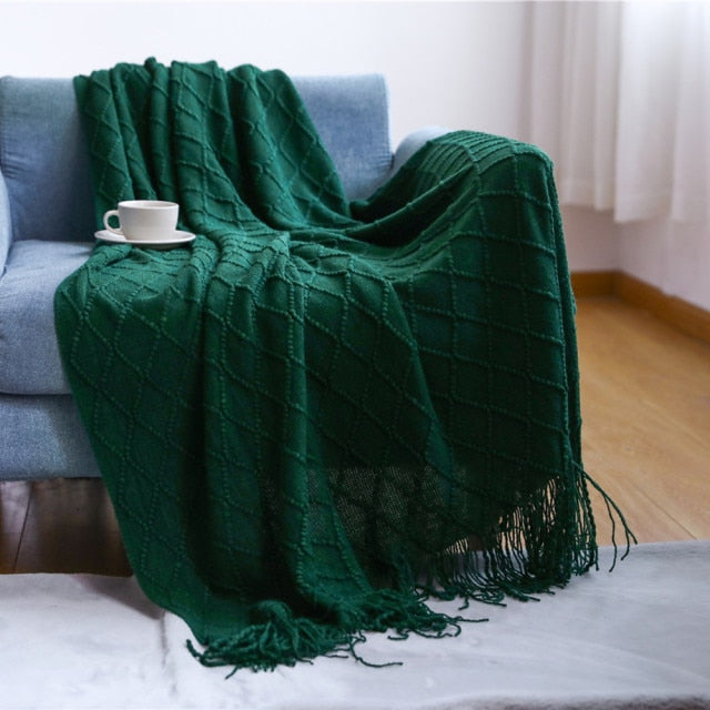 Inya Throw Blanket Textured Solid Soft Sofa Couch Cover Decorative Knitted Blanket Weighted Knit Blanket