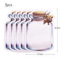 5-20Pcs Portable Mason Jar Bags Reusable Seal Food Saver Storage Bags Organizer Nuts Candy Cookies Snack Sandwich Ziplock Bags