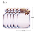 5-20Pcs Portable Mason Jar Bags Reusable Seal Food Saver Storage Bags Organizer Nuts Candy Cookies Snack Sandwich Ziplock Bags