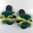 Real fox Fur Slippers Women Home Fluffy Sliders Comfort Furry Summer Flats Sweet Ladies Shoes Female Furry Indoor Flip Flops