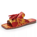 2021 Women's Sandals Fashion Tassels Summer Shoes Brand Beach Slides Retro Print Shoes For Women Flat Slipper Outdoor Sandals