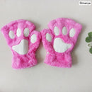 New Women Cute Cat Claw Paw Plush Mittens Warm Soft Plush Short Fingerless Fluffy Bear Cat Gloves Costume Half Finger Party Gift