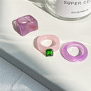 17KM 3pcs Korean Geometric Transparent Resin Acrylic Rings Set For Women Fashion Crystal Rings 2021 Trend Jewelry Gifts