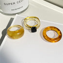 17KM 3pcs Korean Geometric Transparent Resin Acrylic Rings Set For Women Fashion Crystal Rings 2021 Trend Jewelry Gifts