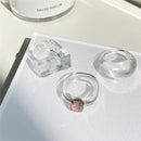 17KM 3pcs Korean Geometric Transparent Resin Acrylic Rings Set For Women Fashion Crystal Rings 2021 Trend Jewelry Gifts