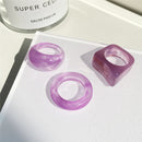 17KM 3pcs Korean Geometric Transparent Resin Acrylic Rings Set For Women Fashion Crystal Rings 2021 Trend Jewelry Gifts