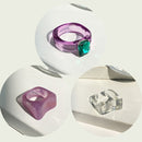 17KM 3pcs Korean Geometric Transparent Resin Acrylic Rings Set For Women Fashion Crystal Rings 2021 Trend Jewelry Gifts