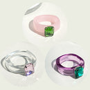 17KM 3pcs Korean Geometric Transparent Resin Acrylic Rings Set For Women Fashion Crystal Rings 2021 Trend Jewelry Gifts