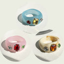 17KM 3pcs Korean Geometric Transparent Resin Acrylic Rings Set For Women Fashion Crystal Rings 2021 Trend Jewelry Gifts