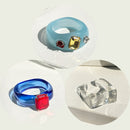 17KM 3pcs Korean Geometric Transparent Resin Acrylic Rings Set For Women Fashion Crystal Rings 2021 Trend Jewelry Gifts