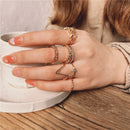 17KM Bohemian Gold Chain Rings Set For Women Fashion Boho Coin Snake Moon Rings Party 2021 Trend Jewelry Gift