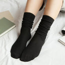 CHAOZHU  Japanese Korea High School Girls High Socks Loose Solid Colors Double Needles Knitting Cotton Long Socks Women