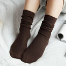 CHAOZHU  Japanese Korea High School Girls High Socks Loose Solid Colors Double Needles Knitting Cotton Long Socks Women