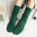 CHAOZHU  Japanese Korea High School Girls High Socks Loose Solid Colors Double Needles Knitting Cotton Long Socks Women