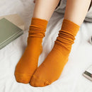 CHAOZHU  Japanese Korea High School Girls High Socks Loose Solid Colors Double Needles Knitting Cotton Long Socks Women