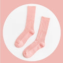 CHAOZHU  Japanese Korea High School Girls High Socks Loose Solid Colors Double Needles Knitting Cotton Long Socks Women
