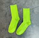 CHAOZHU  Japanese Korea High School Girls High Socks Loose Solid Colors Double Needles Knitting Cotton Long Socks Women