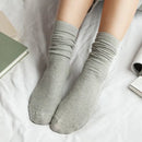 CHAOZHU  Japanese Korea High School Girls High Socks Loose Solid Colors Double Needles Knitting Cotton Long Socks Women