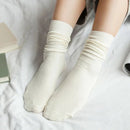 CHAOZHU  Japanese Korea High School Girls High Socks Loose Solid Colors Double Needles Knitting Cotton Long Socks Women
